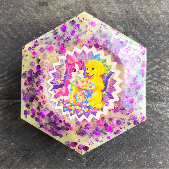 Handmade Lisa Frank Cat Dog UV Resin Trinket Box - Picture 5 of 16